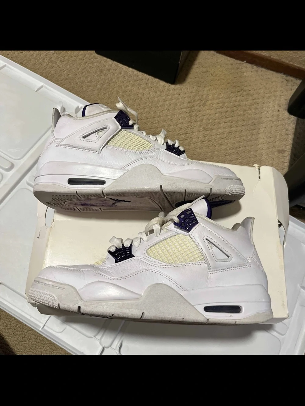 Nike Air Jordan 4 Retro Metallic Purple White Men's Size 9 Basketball Shoes